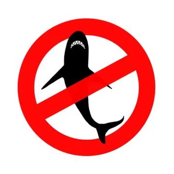 Silhouette of shark in red circle Stock Illustration