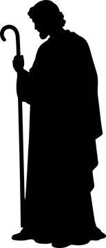 Silhouette of a Shepherd with Staff Stock Illustration