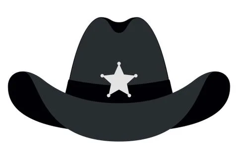 Silhouette Sheriff Hat Icon. Vector Isolated Object. Front View. Symbol of Wi Stock Illustration
