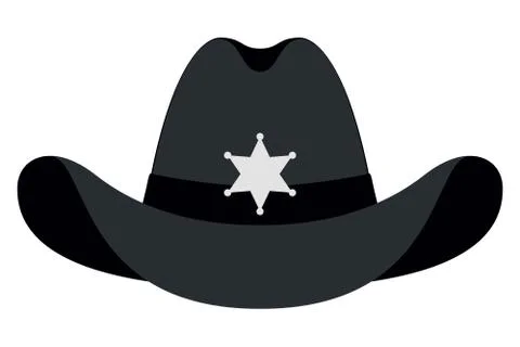 Silhouette Sheriff Hat Icon. Vector Isolated Object. Front View. Symbol of Wi Stock Illustration