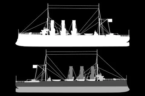 Silhouette  of a ship Stock Illustration