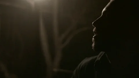 Silhouette side profile of young man Stock Footage 71136282