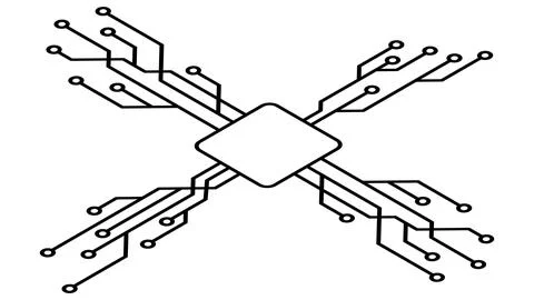 Silhouette of simple isometric schematic chip or component for microcircuit Stock Illustration