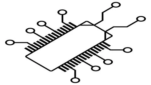 Silhouette of simple isometric schematic chip or component for microcircuits Illustrazione stock