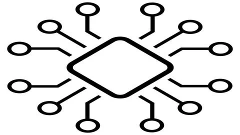 Silhouette of simple isometric schematic chip or component for microcircuit Stock Illustration