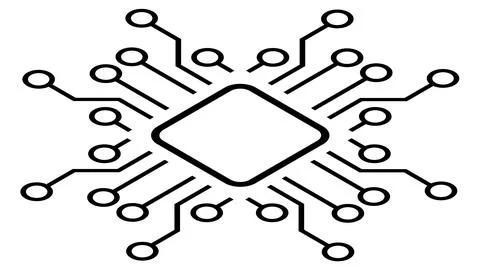 Silhouette of simple isometric schematic chip or component for microcircuit Stock Illustration