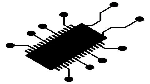 Silhouette of simple isometric schematic chip or component for microcircuits Stock-Illustration