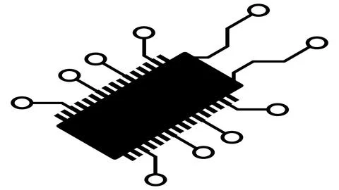 Silhouette of simple isometric schematic chip or component for microcircuits Illustrazione stock
