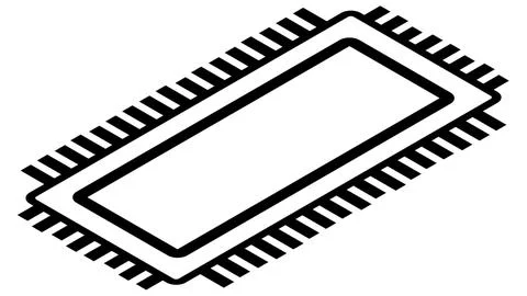 Silhouette of simple isometric schematic chip or component for microcircuits Stock Illustration
