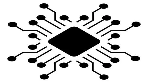 Silhouette of simple isometric schematic chip or component for microcircuits Stock Illustration