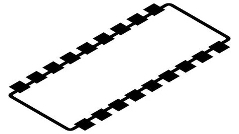 Silhouette of simple isometric schematic chip or component for microcircuits  Stock Illustration