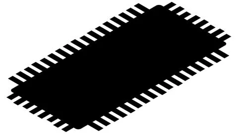 Silhouette of simple isometric schematic chip or component for microcircuits  Stock Illustration