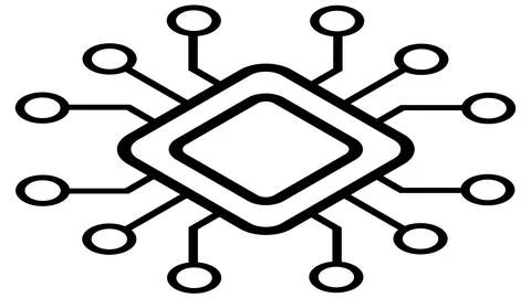 Silhouette of simple isometric schematic chip or component for microcircuits  Stock Illustration