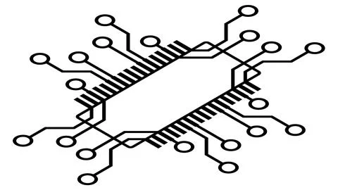 Silhouette of simple isometric schematic chip or component for microcircuits  Stock Illustration