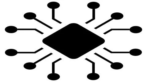Silhouette of simple isometric schematic chip or component for microcircuits. Stock-Illustration