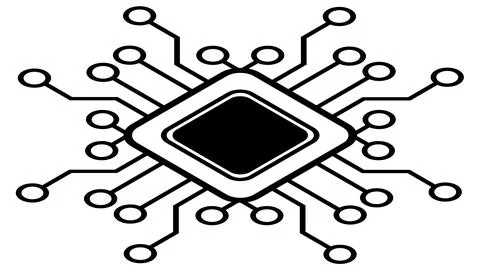 Silhouette of simple isometric schematic chip or component for microcircuits. Stock-Illustration