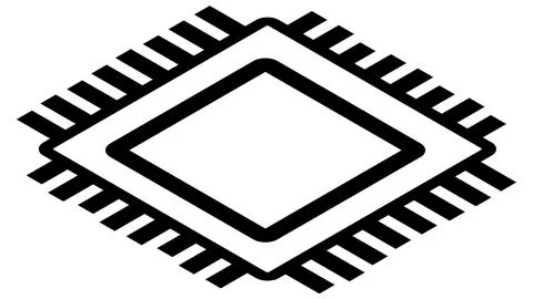 Silhouette of simple isometric schematic chip or component for microcircuits  Stock Illustration