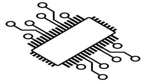 Silhouette of simple isometric schematic chip or component for microcircuits Stock Illustration