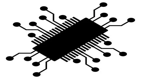 Silhouette of simple isometric schematic chip or component for microcircuits  Stock Illustration