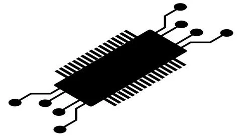 Silhouette of simple isometric schematic chip or component for microcircuits Stock Illustration
