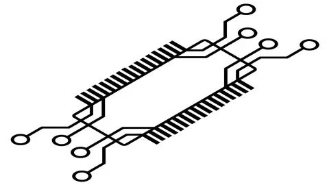 Silhouette of simple isometric schematic chip or component for microcircuits Illustrazione stock