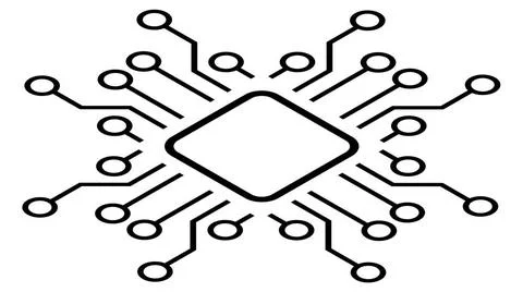 Silhouette of simple isometric schematic chip or component for microcircui... Stock Photos
