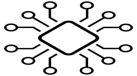 Silhouette of simple isometric schematic chip or component for microcircui... Stock Photos