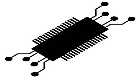 Silhouette of simple isometric schematic chip or component for microcircui... Stock Photos