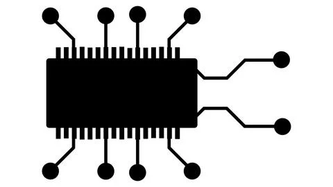 Silhouette of simple schematic chip or component for microcircuits isolated Stock Illustration