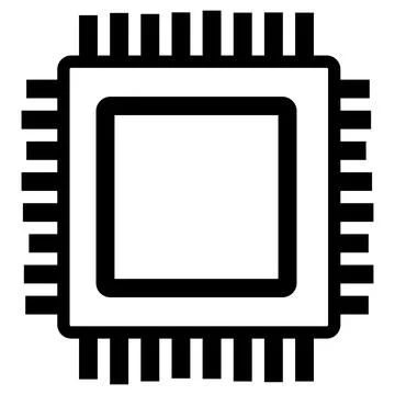 Silhouette of simple schematic chip or component for microcircuits isolated Stock Illustration
