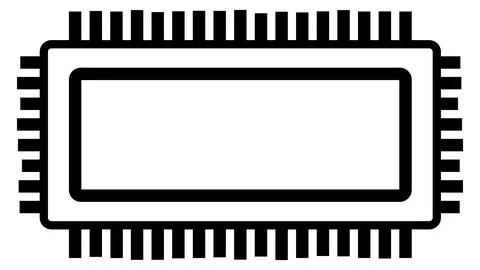 Silhouette of simple schematic chip or component for microcircuits isolated Stock Illustration