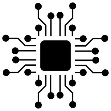 Silhouette of simple schematic chip or component for microcircuits isolated Stock Illustration