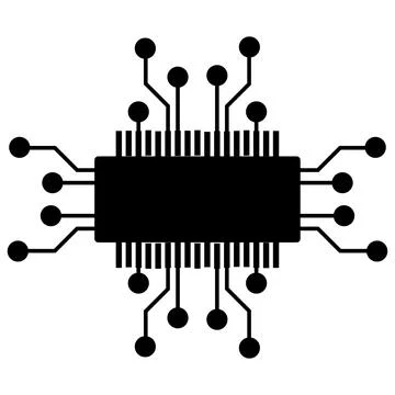 Silhouette of simple schematic chip or component for microcircuits isolated Stock Illustration