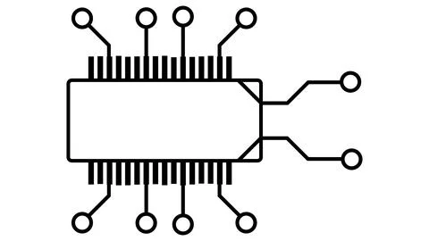 Silhouette of simple schematic chip or component for microcircuits isolated. Stock Illustration