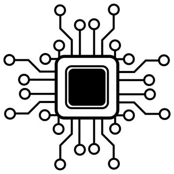 Silhouette of simple schematic chip or component for microcircuits isolated. Illustrazione stock