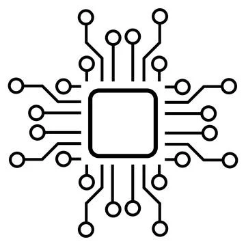 Silhouette of simple schematic chip or component for microcircuits isolated Stock Illustration