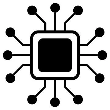 Silhouette of simple schematic chip or component for microcircuits isolated o Stock Illustration