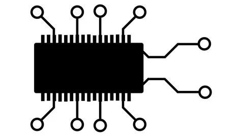 Silhouette of simple schematic chip or component for microcircuits isolated. Stock Illustration