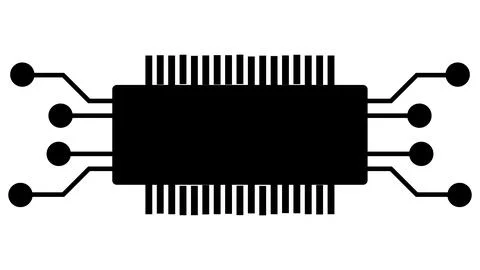 Silhouette of simple schematic chip or component for microcircuits isolated Stock Illustration