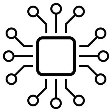 Silhouette of simple schematic chip or component for microcircuits isolated Stock Illustration