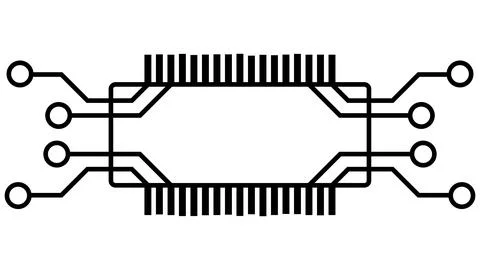 Silhouette of simple schematic chip or component for microcircuits isolated. Stock Illustration