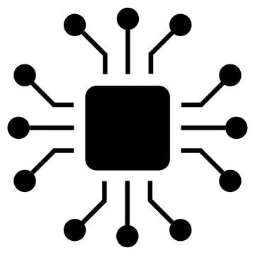 Silhouette of simple schematic chip or component for microcircuits isolate... Stock Photos