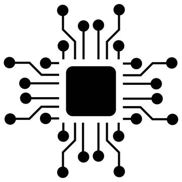 Silhouette of simple schematic chip or component for microcircuits isolate... Stock Photos