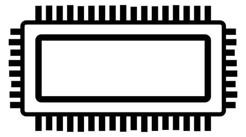 Silhouette of simple schematic chip or component for microcircuits isolate... Stock Photos