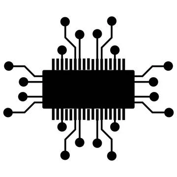 Silhouette of simple schematic chip or component for microcircuits isolate... Stock Photos