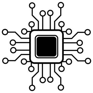 Silhouette of simple schematic chip or component for microcircuits isolate... Stock Photos
