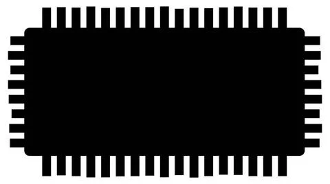 Silhouette of simple schematic chip or component for microcircuits isolate... Stock Photos