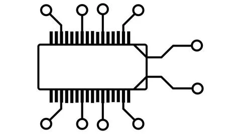 Silhouette of simple schematic chip or component for microcircuits isolate... Stock Photos