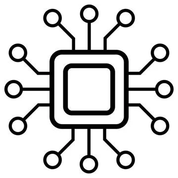Silhouette of simple schematic chip or component for microcircuits isolate... Stock Photos