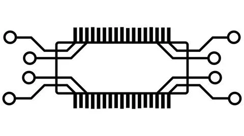 Silhouette of simple schematic chip or component for microcircuits isolate... Stock Photos